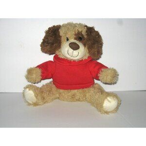 Tom's Toy Amusement Beige Brown Puppy Dog Red Hoodie Plush 9"